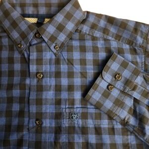 Ariat Pro Series‎ Anthony Shirt S Blue Black Plaid Western Cowboy Workwear Check